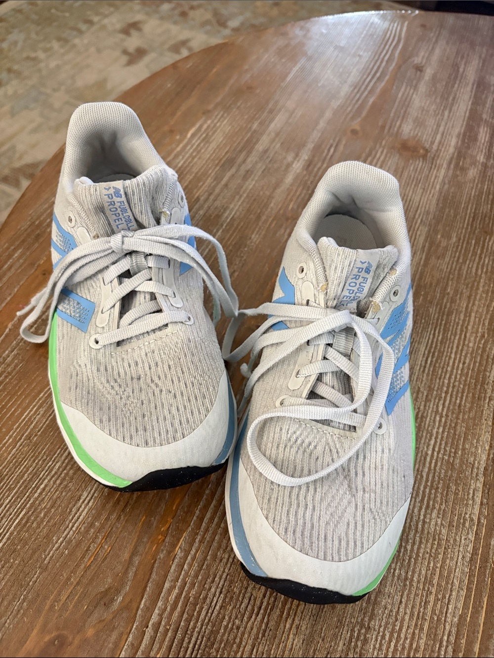 New Balance Light Gray, Blue and Green Kids Sneakers